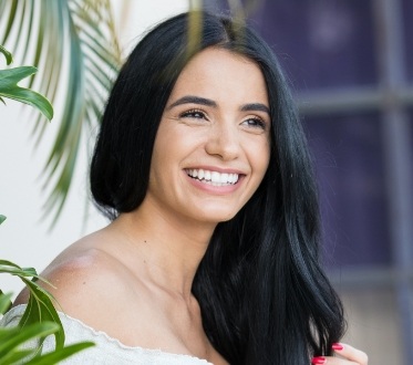 Woman sharing gorgeous smile after cosmetic dentistry