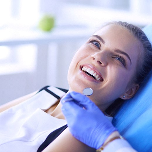 patient getting smile makeover in Garland